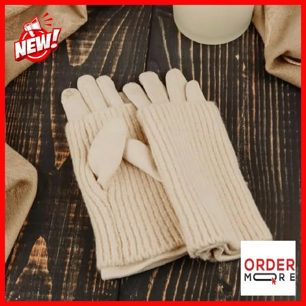 2-in-1 Faux Suede Gloves with Removable Knit Wrist Warmers